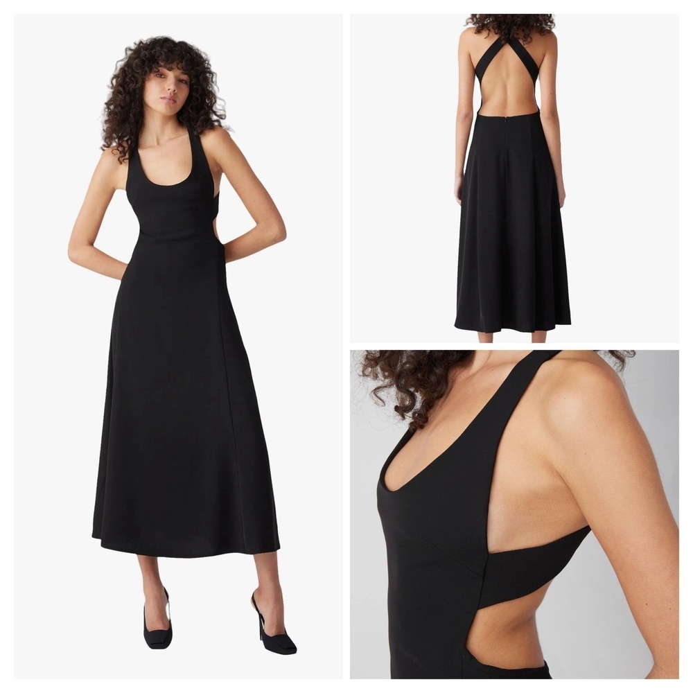 Atoir The Nikita Dress Women US 4 Black Open Back Crisscross Midi Cocktail Chic
